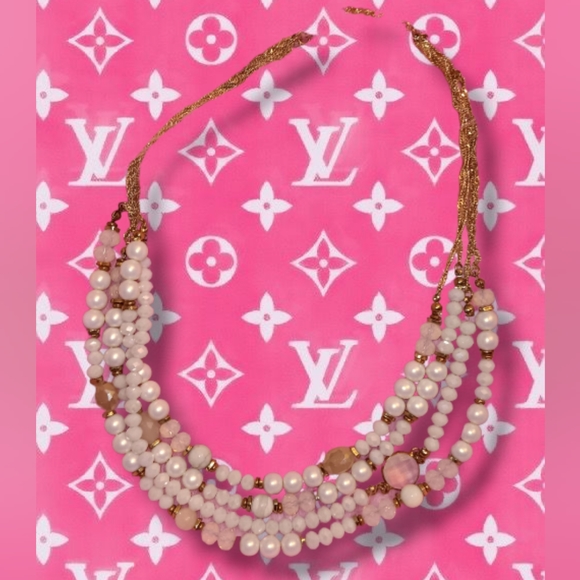 Pearl Crystal Rhinestone Multi-Strand Necklace - Picture 4 of 6